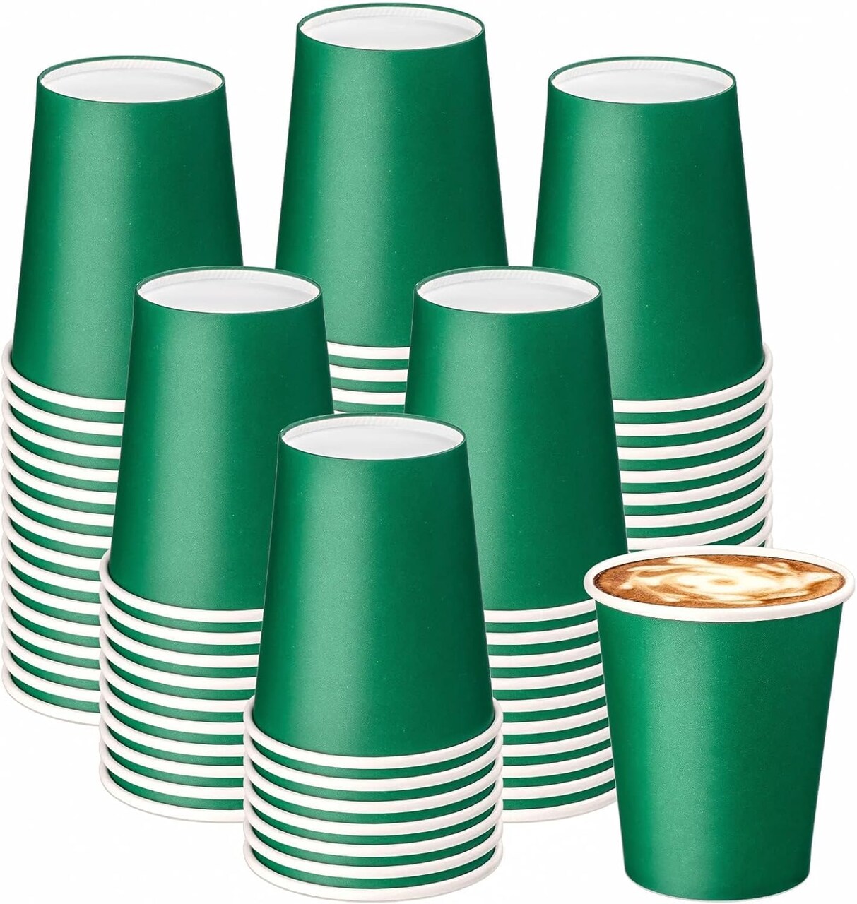 75 Pack 8 oz Disposable Cups, Summer Party Tableware, Paper Hot Beverage Cups, Suitable for Home, Kitchen, Office, Birthday Parties, Outdoor Campings, and DIY (Green-1)